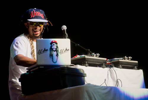 Lil Jon performs on stage at the Fox Theatre in Atlanta during the So So Def 20th Anniversary Concert on Saturday, February 23, 2013. 