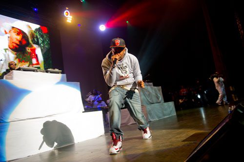 J-Kwon performs on stage at the Fox Theatre in Atlanta during the So So Def 20th Anniversary Concert on Saturday, February 23, 2013.  