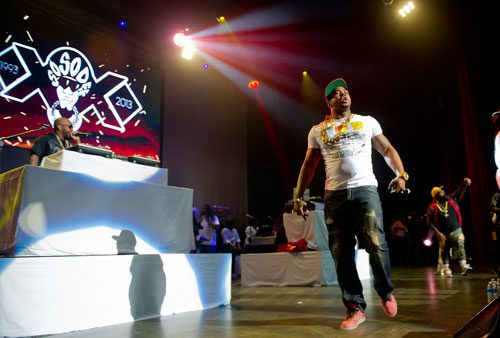 Lil Scrappy performs on stage at the Fox Theatre in Atlanta during the So So Def 20th Anniversary Concert on Saturday, February 23, 2013.   