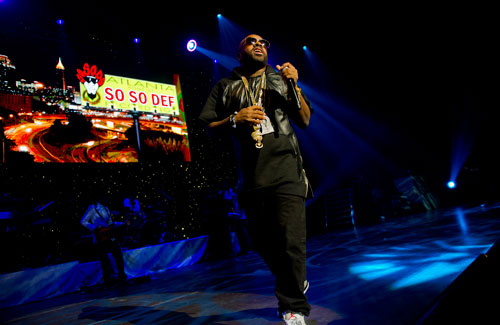 Jermaine Dupri performs on stage at the Fox Theatre in Atlanta during the So So Def 20th Anniversary Concert on Saturday, February 23, 2013.  