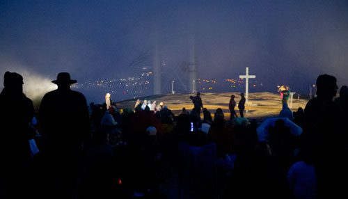 Thousands of worshipers gather on top of Stone Mountain for the 69th annual Easter Sunrise Service at Stone Mountain Park on Sunday, March 31, 2013.