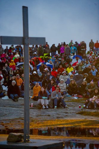 Thousands of worshipers gather on top of Stone Mountain for the 69th annual Easter Sunrise Service at Stone Mountain Park on Sunday, March 31, 2013. 