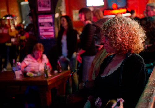 Rita Graham waits for her turn to sing during a tribute for the late Robert "Chicago Bob" Nelson at the Northside Tavern in Atlanta on Saturday, April 6, 2013.