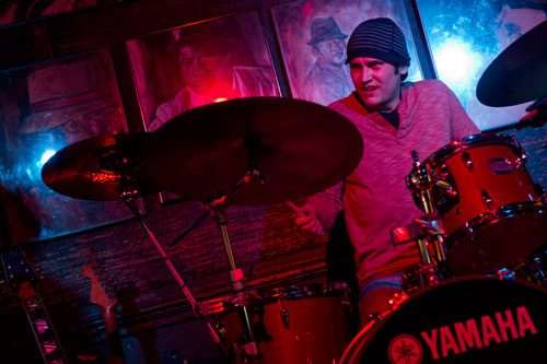 Trevor Roberts, drummer for the Breeze Kings, performs on stage at the Northside Tavern in Atlanta during a tribute for the late Robert "Chicago Bob" Nelson on Saturday, April 6, 2013.