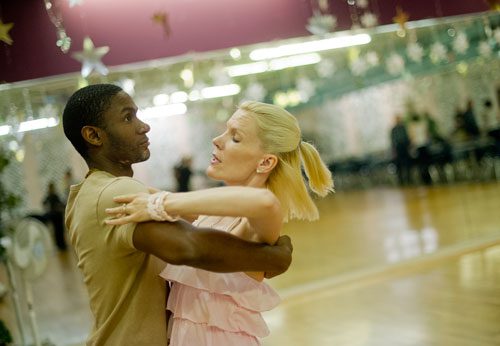 Darious Moore (left) leads instructor Liene Reinbold around the dance floor during a private lesson at Atlanta Ballroom Dance Centre in Sandy Springs on Wednesday, April 17, 2013. 