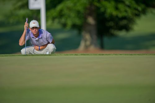 LSU's Smylie Kaufman competes at the Capital City Club's Crabapple Course in Milton, Georgia for the first round of the NCAA Mens Golf Championship Tournament on Tuesday, May 28, 2013.