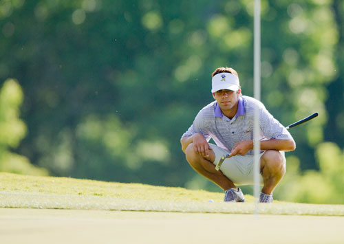 LSU's Curtis Thompson competes at the Capital City Club's Crabapple Course in Milton, Georgia for the first round of the NCAA Mens Golf Championship Tournament on Tuesday, May 28, 2013.