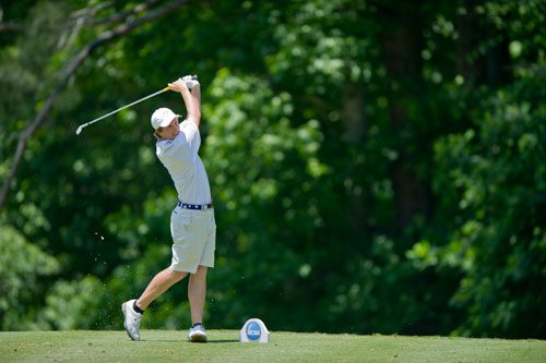 LSU's Stewart Jolly competes at the Capital City Club's Crabapple Course in Milton, Georgia for the second round of the NCAA Mens Golf Championship Tournament on Wednesday, May 29, 2013.