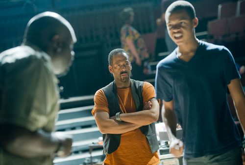 Director Thomas W. Jones II (center) works on a scene with Brad Raymond (left) and Richard Hatcher during rehearsal at Horizon Theatre in the Little Five Points neighborhood of Atlanta on Wednesday, June 26, 2013.