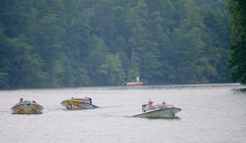 Boaters navigate the waterways of Lake Lanier in Gainesville on Sunday, September 1, 2013. 