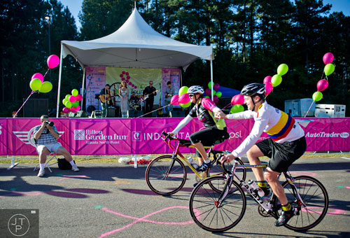 The 2013 Tour de Pink bike ride to cure breast cancer at the Verizon Wireless Amphitheatre in Alpharetta on Saturday, September 28, 2013.