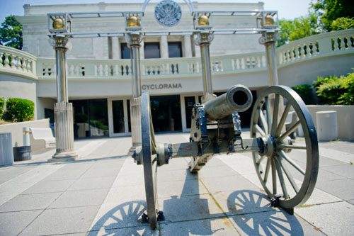 A Civil War era cannon sits on display at the Cyclorama in the Grant Park neighborhood of Atlanta on Thursday, August 29, 2013.