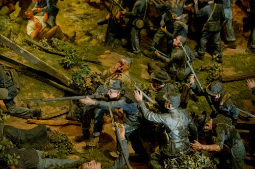 128 soldiers have been sculpted to add a three-dimensional element of realism to the Cyclorama in the Grant Park neighborhood of Atlanta.