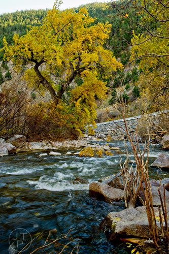 Boulder Creek flows towards the city of Boulder, Colorado on Sunday, October 27, 2013.