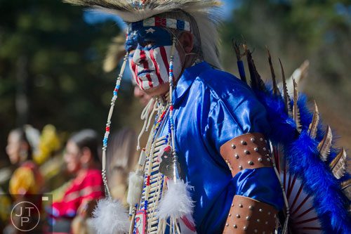 Charles Reyes dances during the Indian Festival & Pow-Wow at Stone Mountain Park on Sunday, November 3, 2013.