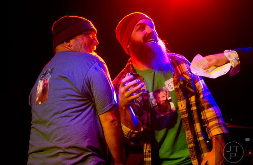 Andrew and Bill Aguililla compete during Battle of the Beards at Smith's Olde Bar in Atlanta on Saturday, December 14, 2013. 