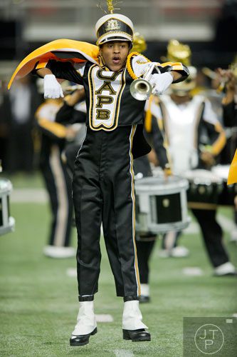 University of Arkansas at Pine Bluff's Josh Fletcher performs during the 2014 Honda Battle of the Bands at the Georgia Dome in Atlanta on Saturday, January 25, 2014. 