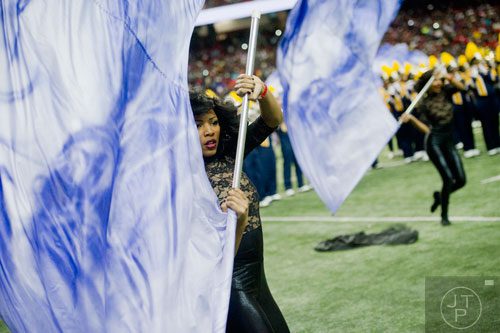 North Carolina A&T State University's Cierria Hendricks performs during the 2014 Honda Battle of the Bands at the Georgia Dome in Atlanta on Saturday, January 25, 2014.