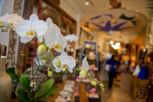 A bouquet of orchids sit inside Twelve in the Virginia Highlands neighborhood of Atlanta on Tuesday, February 4, 2014.