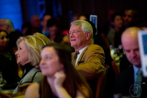 Former head coach for the Atlanta Falcons Dan Reeves watches from his table during the 9th annual Atlanta Sports Awards at the Fox Theatre on Wednesday, March 5, 2014. 