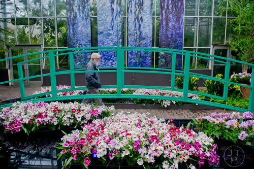 Carl Schurer looks at the orchids on display as he walks through the Claude Monet section of the Orchid Daze: Lasting Impressions installation at the Atlanta Botanical Garden's Fuqua Conservatory and Orchid Center on Tuesday, March 4, 2014. 
