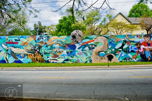 The mural on Dekalb Ave. near the intersection of Arizona Ave. on Thursday, April 17, 2014.
