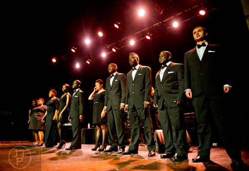 Teenagers from Covenant House of Georgia perform during A Night of Broadway Stars at the Buckhead Theatre in Atlanta on Thursday, April, 3, 2014.