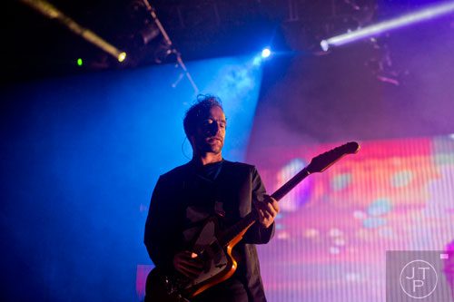 Guitarist for The National  Bryce Dessner performs on stage during the Shaky Knees Music Festival at Atlantic Station in Atlanta on Friday, May 9, 2014. 