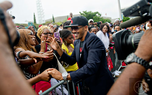 Shemar Moore greets fans before the 2014 Ford Neighborhood Awards at Philips Arena in Atlanta on Saturday, August 9, 2014. 