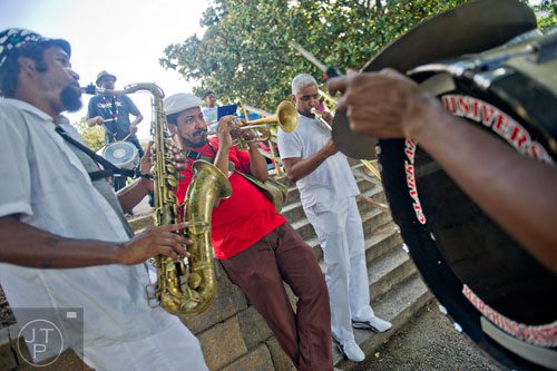 Dashill Smith (center), Kebbi Williams (left) and Steve Coleman perform during the AJC Decatur Book Festival on Saturday, August 30, 2014. 