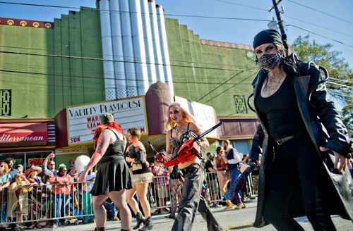 The 14th annual Little 5 Points Halloween Parade makes its way past The Variety Playhouse in Atlanta on Saturday, October 18, 2014. 