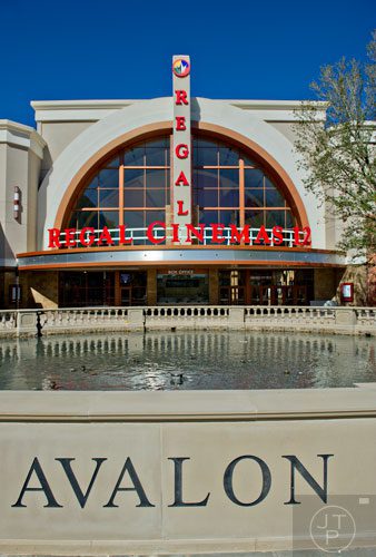 A fountain sits in front of the Regal Cinemas at the new Avalon development in Alpharetta on Friday, October 17, 2014. 