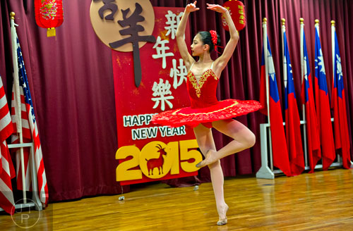 Ellie Wong performs a ballet during the Chinese Lunar New Year celebration in Chamblee on Saturday, February 21, 2015.