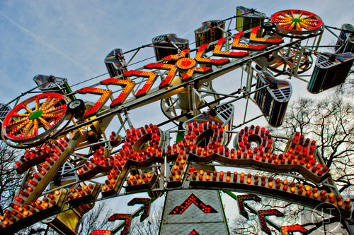The Zipper turns people upside down and around at the Atlanta Fair on Wednesday, March 4, 2015. 