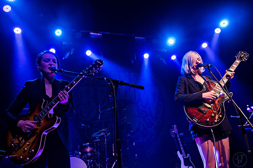Odessa (right) and Megan McCormick perform on stage at Terminal West in Atlanta on Wednesday, March 11, 2015.