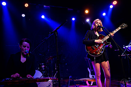 Odessa (right) and Megan McCormick perform on stage at Terminal West in Atlanta on Wednesday, March 11, 2015. 