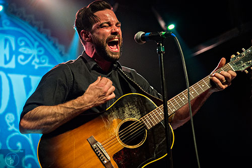 Zach Williams (center) lead vocalist for the band The Lone Bellow performs on stage at Terminal West in Atlanta on Wednesday, March 11, 2015. 