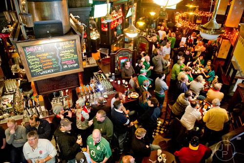 Patrons pack the house at Fado's Irish Pub in Buckhead on Sunday, March 1, 2015. 