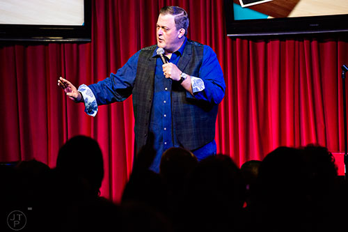 Comedian Billy Gardell performs on stage at The Punchline in Atlanta on Friday, March 20, 2015. 