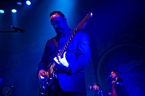 The Decemberists guitarist Chris Funk performs on stage at The Tabernacle in Atlanta on Friday, April 10, 2015. 
