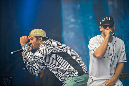 Carter Schultz (left) and David von Mering of Aer perform on stage during the SweetWater 420 Fest at Centennial Olympic Park in Atlanta on Friday, April 17, 2015. 