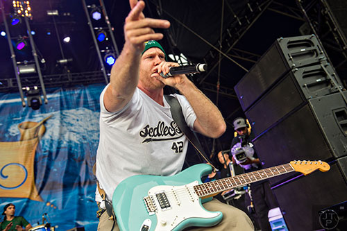 Slightly Stoopid's Kyle McDonald performs on stage during the last day of the SweetWater 420 Fest at Centennial Olympic Park in Atlanta on Sunday, April 19, 2015. 