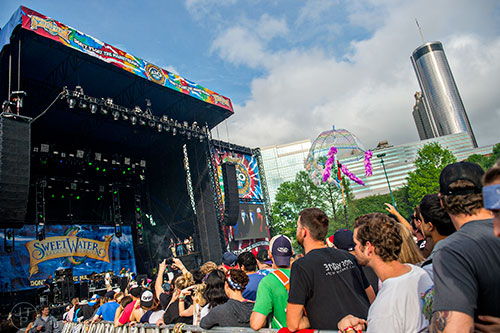 Thousands of people watch the last day of performances during the SweetWater 420 Fest at Centennial Olympic Park in Atlanta on Sunday, April 19, 2015. 