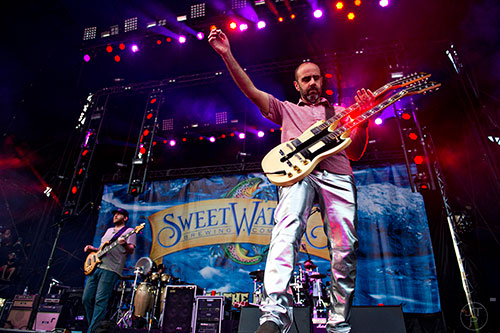 Moe.'s Al Schnier performs on stage during the last day of the SweetWater 420 Fest at Centennial Olympic Park in Atlanta on Sunday, April 19, 2015. 