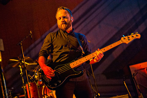 Nick Harmer of Death Cab for Cutie performs on stage at the Fox Theatre in Atlanta on Monday, April 27, 2015. 