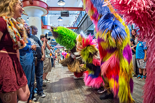 Dancers perform during Nick Cave's Up Right: Atlanta performance at Ponce City Market on Sunday, April 26, 2015. 