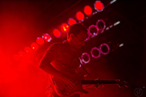 The Strokes' Albert Hammond Jr. performs on stage during the first day of the Shaky Knees Music Festival at Central Park in Atlanta on Friday, May 8, 2015. 