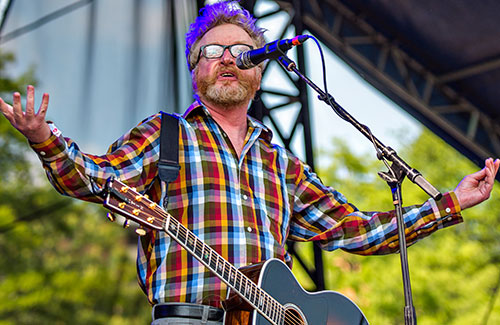 Flogging Molly's Dave King performs on stage during the Shaky Knees Music Festival at Central Park in Atlanta on Saturday, May 9, 2015. 