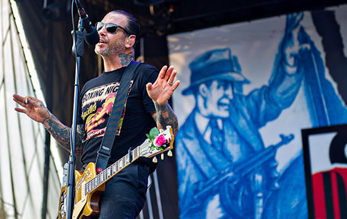 Social Distortion's Mike Ness  performs on stage during the Shaky Knees Music Festival at Central Park in Atlanta on Saturday, May 9, 2015. 