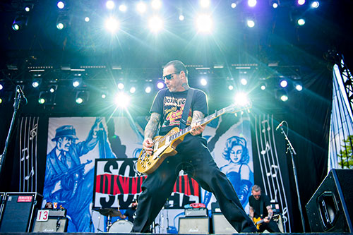Social Distortion's Mike Ness performs on stage during the Shaky Knees Music Festival at Central Park in Atlanta on Saturday, May 9, 2015. 